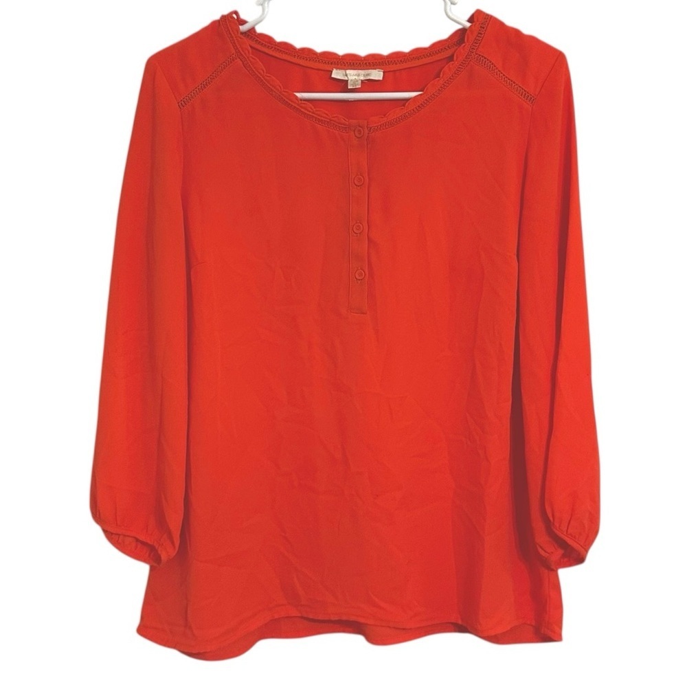 Skies Are Blue Orange Blouse Top M